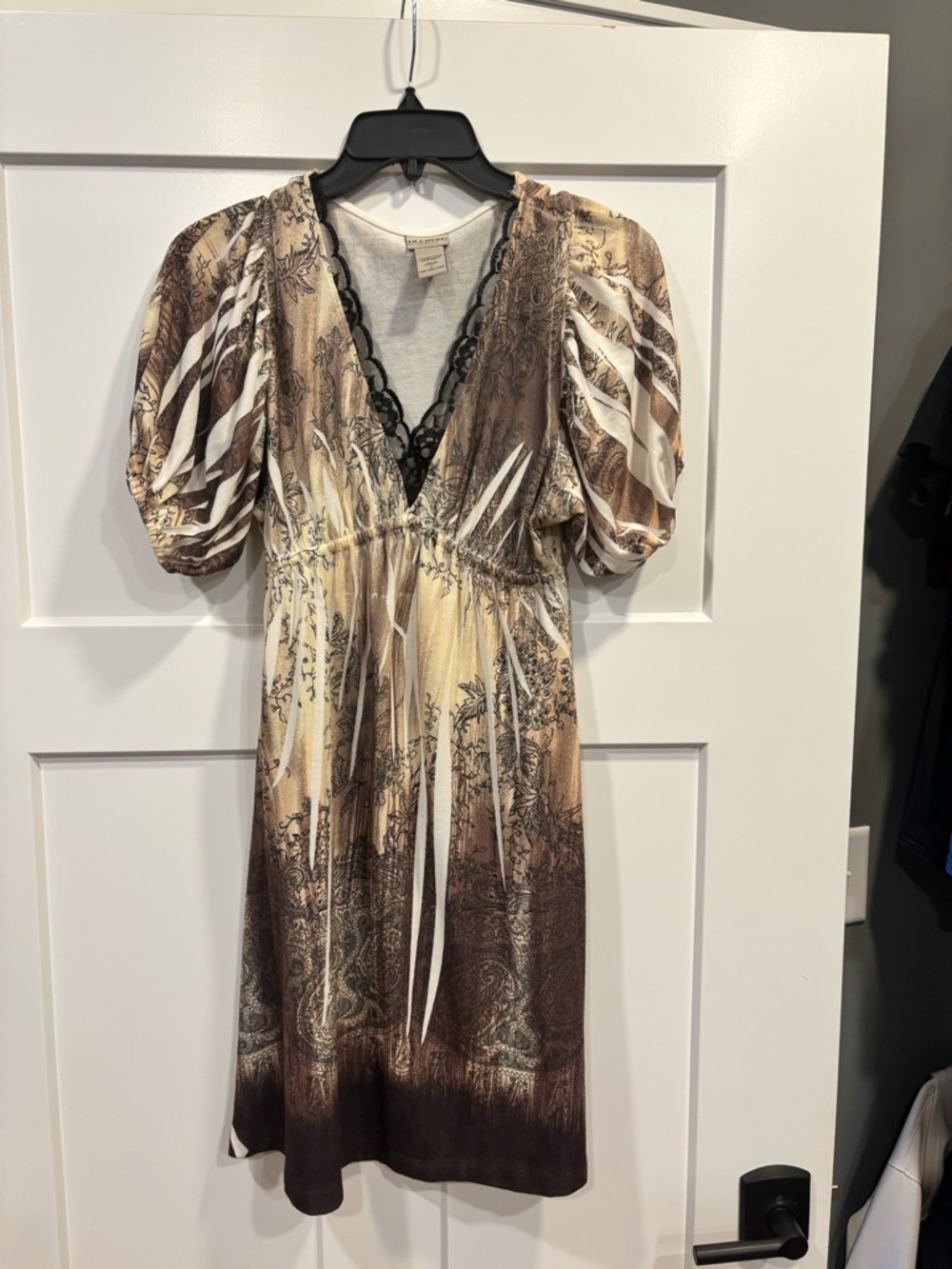 Decoded 90’s Vintage Empire Waist Bohemian Midi Dress Lace Details Size Small